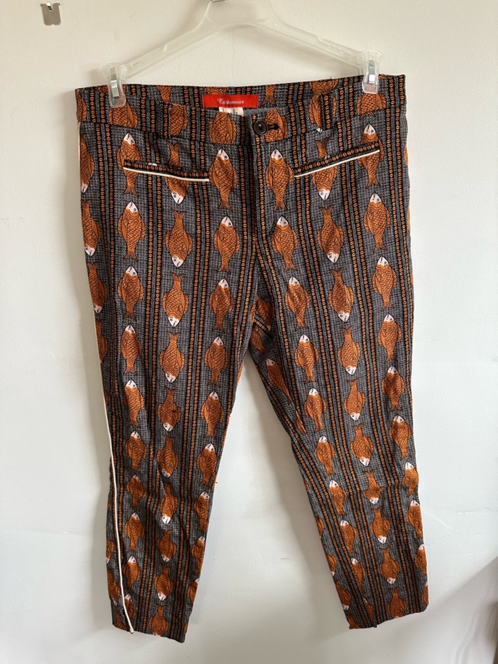 Cartonnier Brown & Orange Fish-Print Chinos